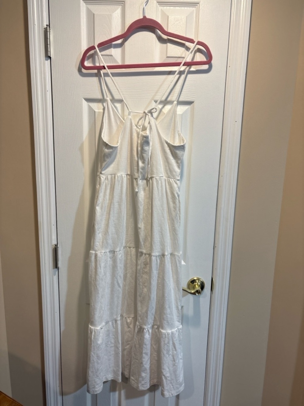 Old Navy White Tiered Spaghetti Strap Midi Dress S Boho Cottagecore Summer - Picture 4 of 4